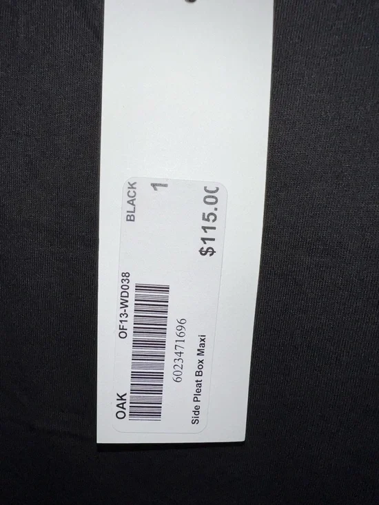 OAK Black Crewneck Short Sleeve Side Pleat Box Maxi Dress • 1 ≈ XS/S - Picture 4 of 5
